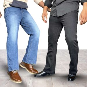 2-Piece Bootcut Jeans Combo (Ice Fade Blue + Obsidian Black)